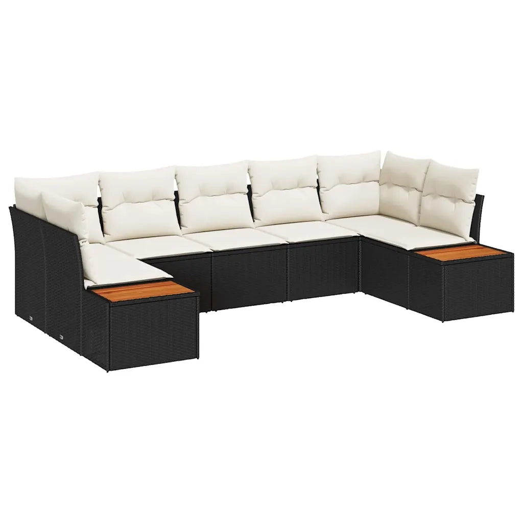 Set Divano da Giardino con cuscino 7 pcs Nero polyrattan 3348158