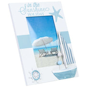 Cornice portafoto in legno blu, 17 x 2,5 x 22 cm