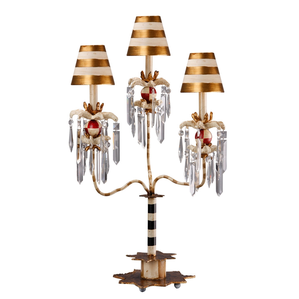 Lampada tavolo Art Déco Birdland 3xE27 oro crema