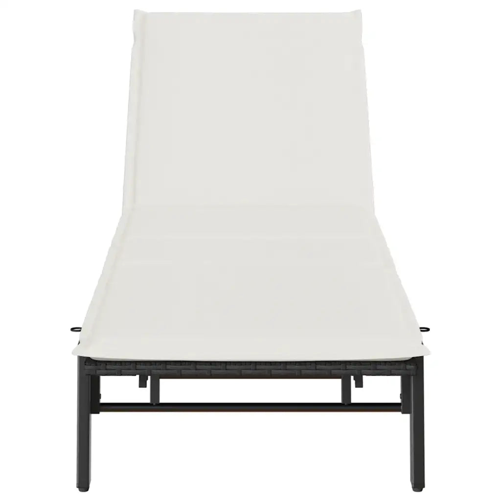 Lettino Prendisole con Cuscino Nero in Polyrattan 4104079