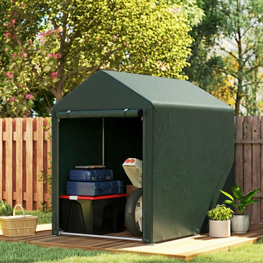 Capanna da giardino per biciclette con 2 camere ¨C zephmum ¨C Verde 120x180x165 cm