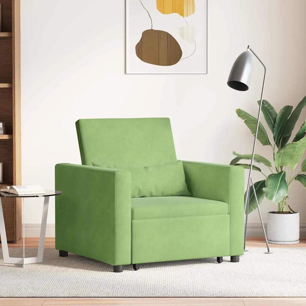 Divano letto estraibile singolo con ruote Verde chiaro Velluto 42002700