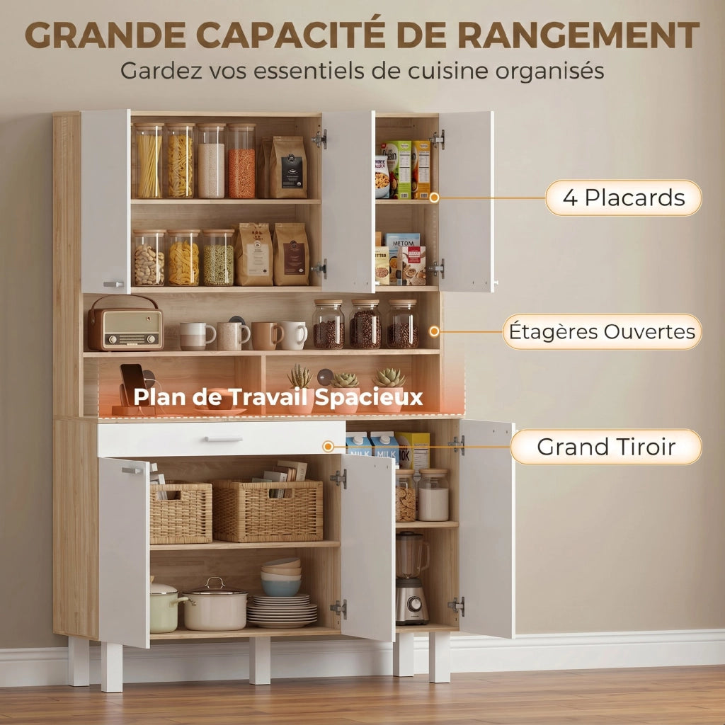 Credenza Alta Cucina ¨C Xylo ¨C 6 Ante Legno Bianco Naturale 120x40x175cm