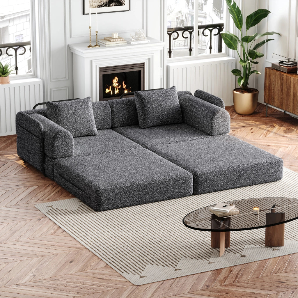 Divano Letto 2 in 1 con Contenitore ¨C Xylo ¨C Chenille, Struttura in Metallo