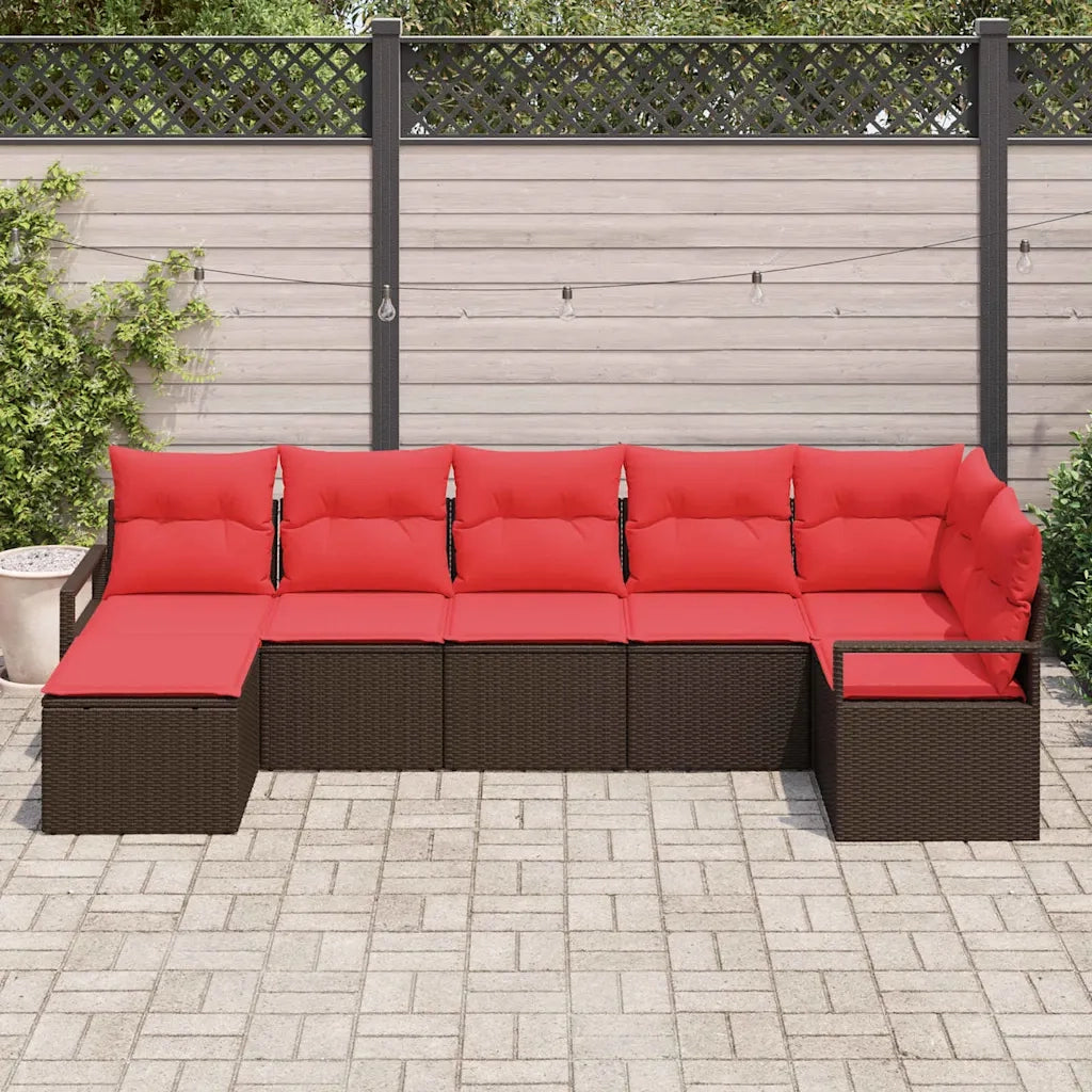 Set di divani con cuscino 7 pcs Marrone polyrattan 3346474