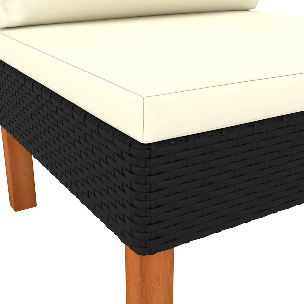 Divano componibile-Divani Centrali 2 pz Polyrattan e Legno Massello di Eucalipto 307394