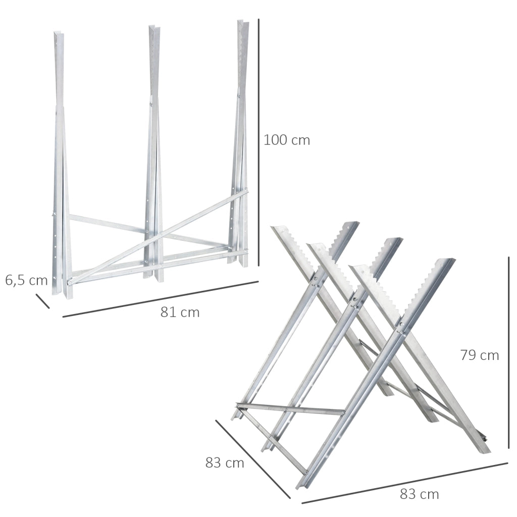 Cavalletto Pieghevole per Motosega ¨C Xylo ¨C Struttura Triangolare Metallo 100kg 83x83x79cm Argento