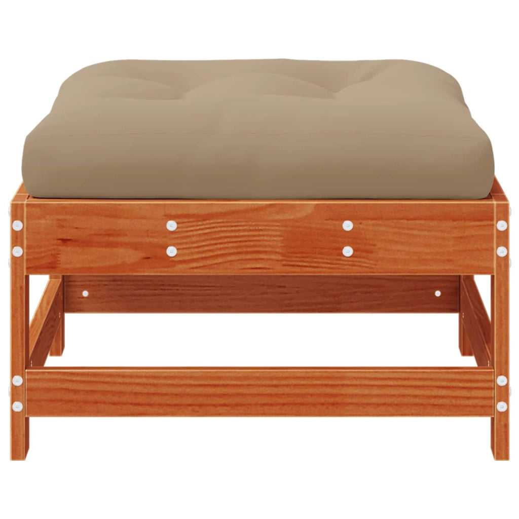 Poggiapiedi da giardino con cuscino Legno Massello di Pino 865516