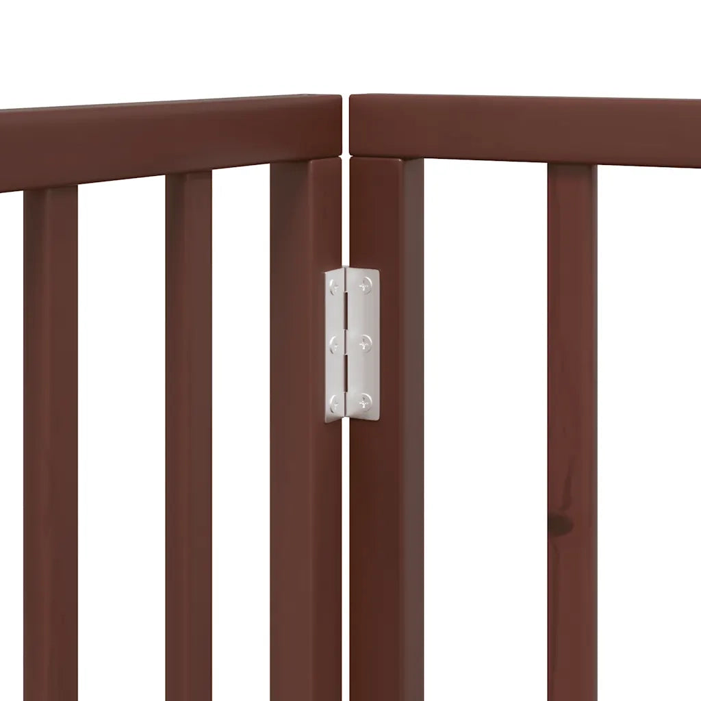 Cancello Cani Porta Pieghevole Marrone 12 Pannelli 600cm Pioppo 3155551