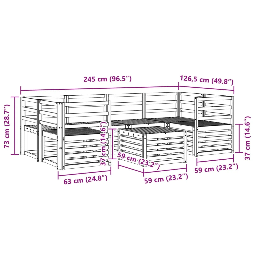 Set di divani da esterno 7 pcs Bianco Legno di Acacia Massello 3391454