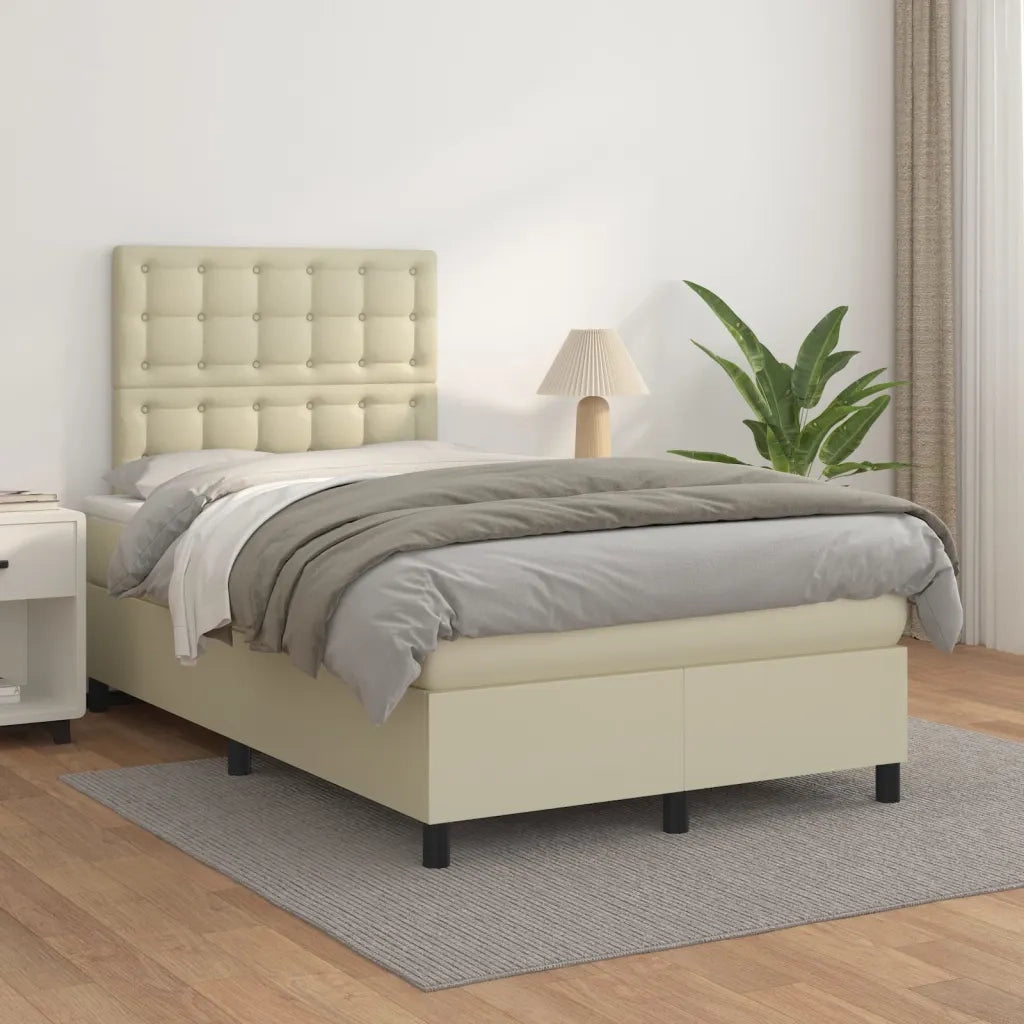 Giroletto a Molle con Materasso Crema 120x200 cm in Similpelle 3142835
