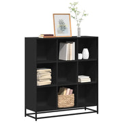 Libreria-Scaffale per Libri-Mobile di Stoccaggio Nera 97,5x33x107,5 cm in Truciolato e Metallo