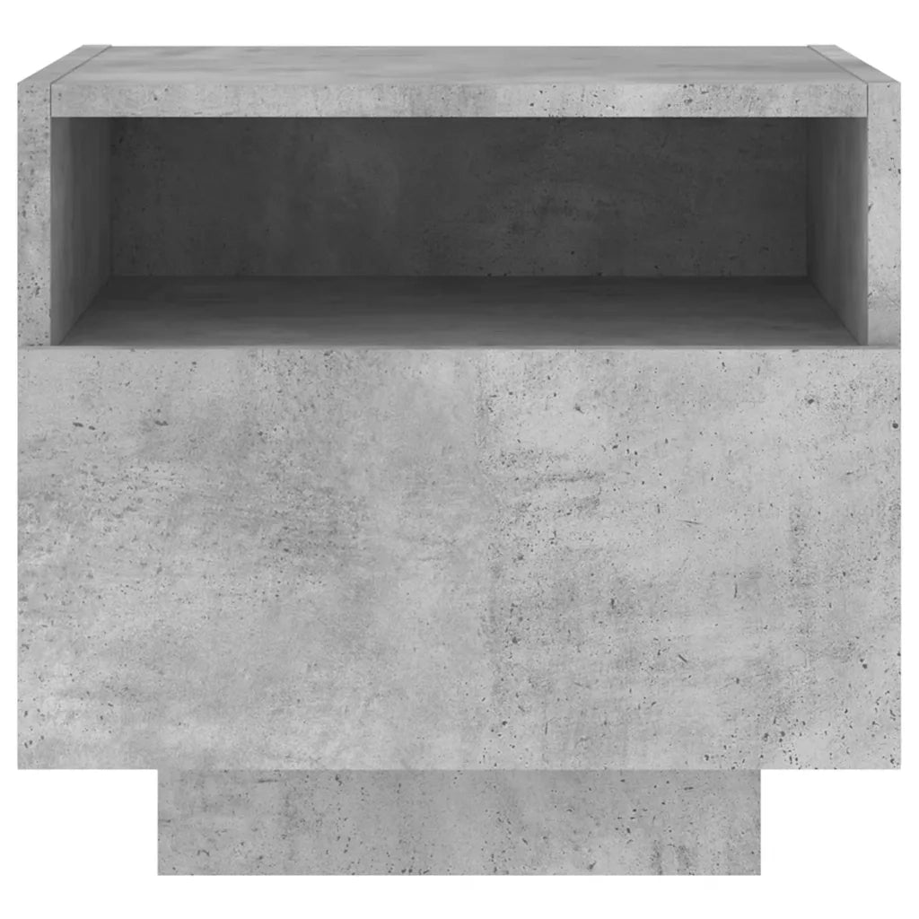 Comodino | Armadio da Notte | Mobiletto da notte con Luci LED Grigio Cemento 40x39x37 cm
