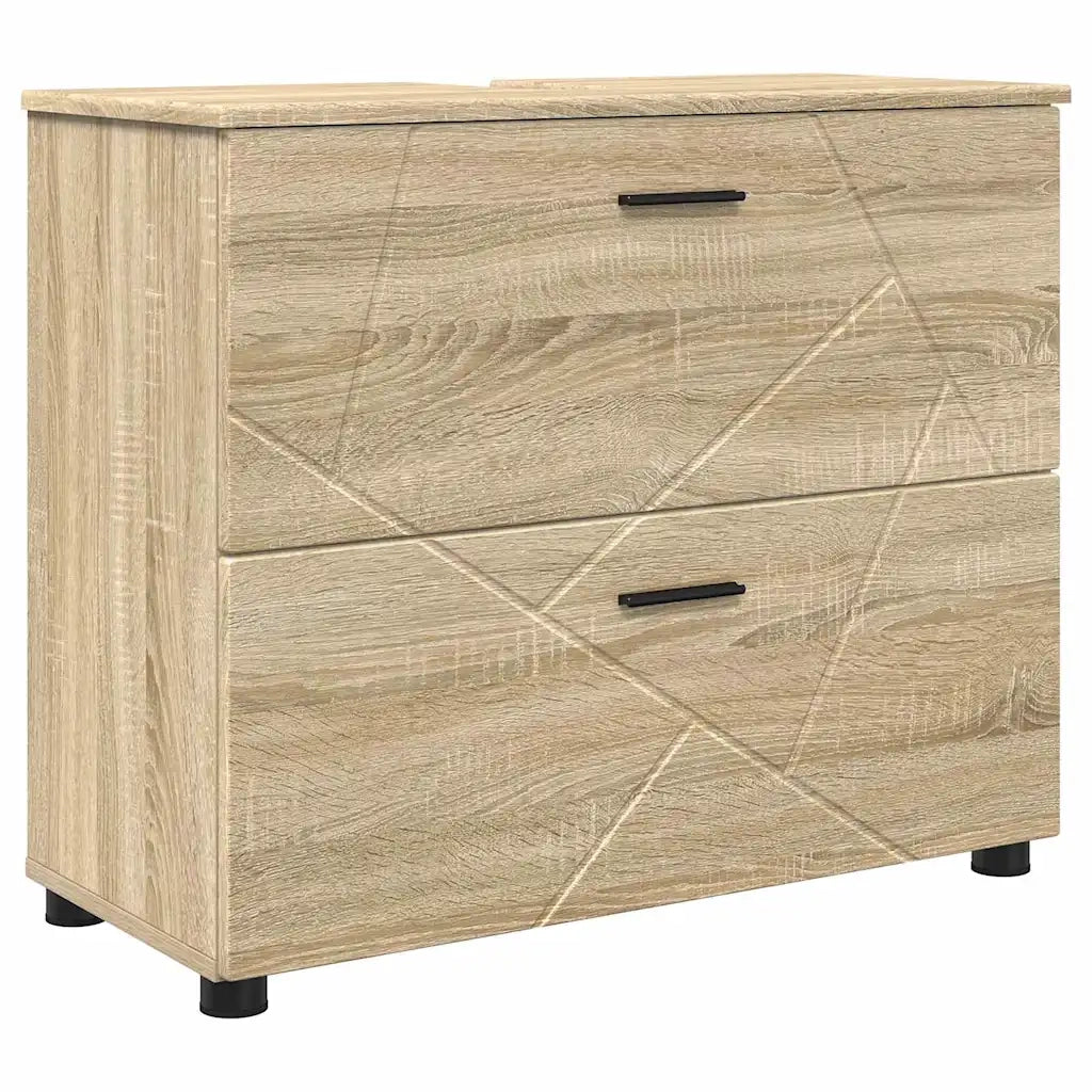 Set di mobili per il bagno con cassetto 2 pcs Rovere Sonoma