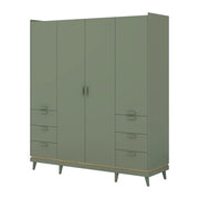 Armadio NOKI – 4 porte verde e legno – Stile scandinavo