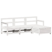 Set Salotto da Giardino 4 pz | Set di Mobili da Esterno Bianco in Legno Massello di Pino