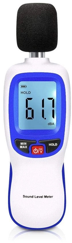 Misuratore del livello del suono Digitale - Apparecchio da portare - 30-130 dBA - Precisione +/- 1,5 dB - Risposta in frequenza 31,5 Hz - Funzione di memoria per i decibel del suono - Decibelmetro