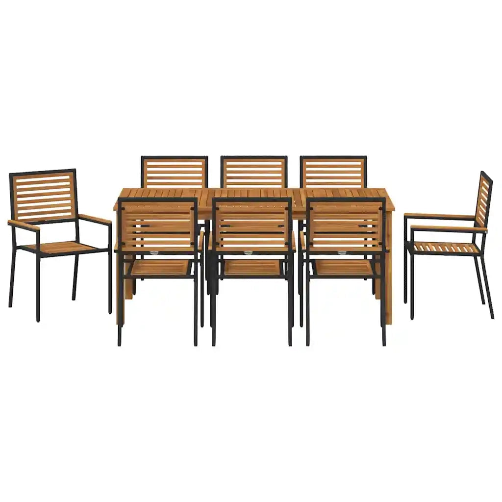 Set da Pranzo per Giardino 9 pcs Nero Legno di Acacia Massello 3365544