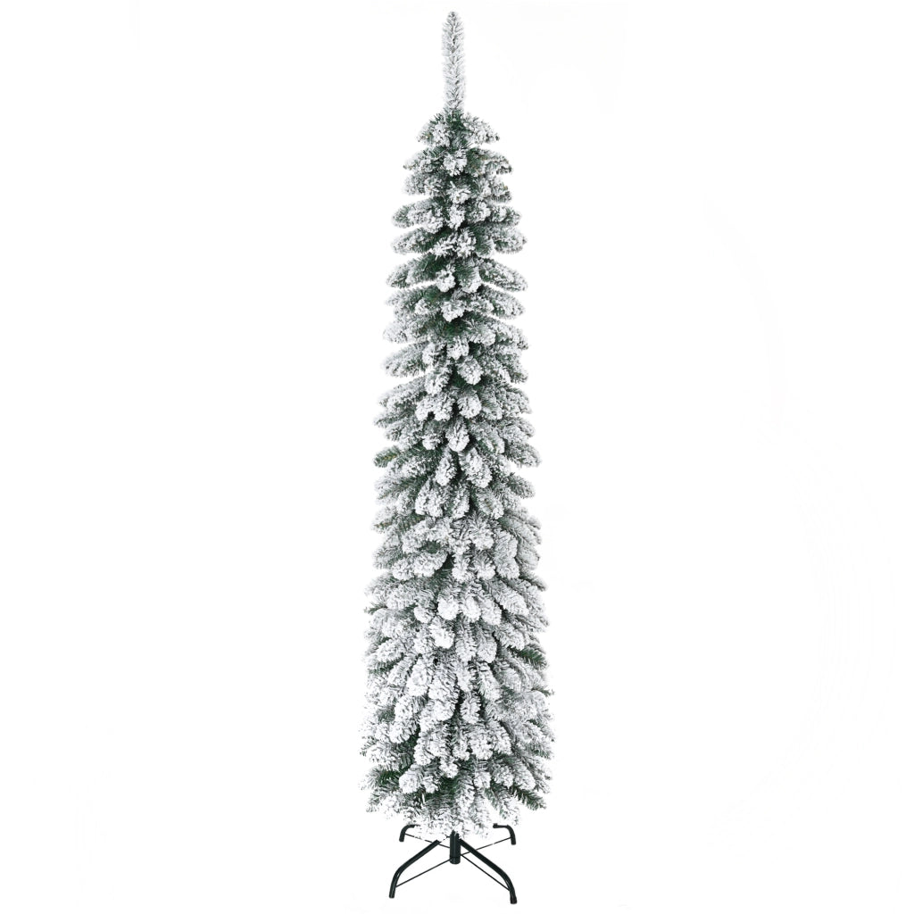 Albero di Natale Artificiale Innevato 180cm ¨C Xylo ¨C Verde/Bianco Ignifugo Slim