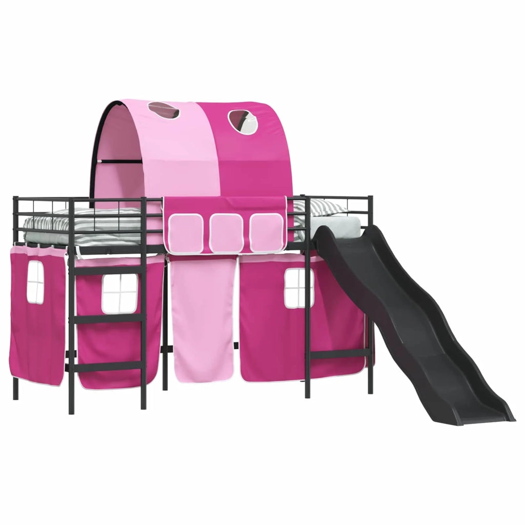 Struttura del letto loft per bambini Nero e rosa 100 x 190 cm 42020847