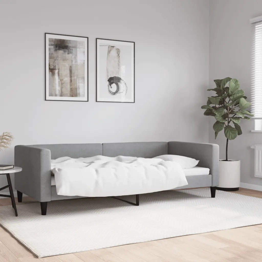 Letto singolo | Letto per adulti | Letto da Giorno Grigio Chiaro 90x200 cm in Tessuto