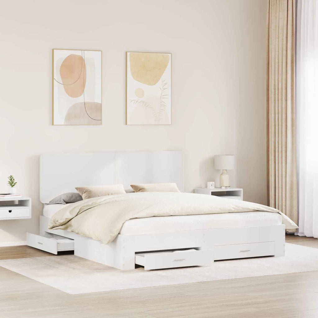 Letto matrimoniale | Letto per adulti | Struttura del letto Bianco 180 x 200 cm Legno multistrato
