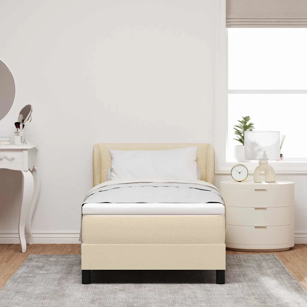 Letto a molle con materasso Crema 100 x 200 cm Tessuto 3340015