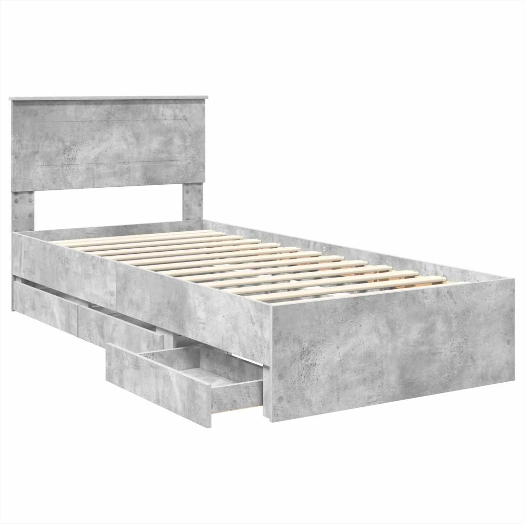 Struttura del letto con cassetto Grigio cemento 75 x 190 cm 3408036