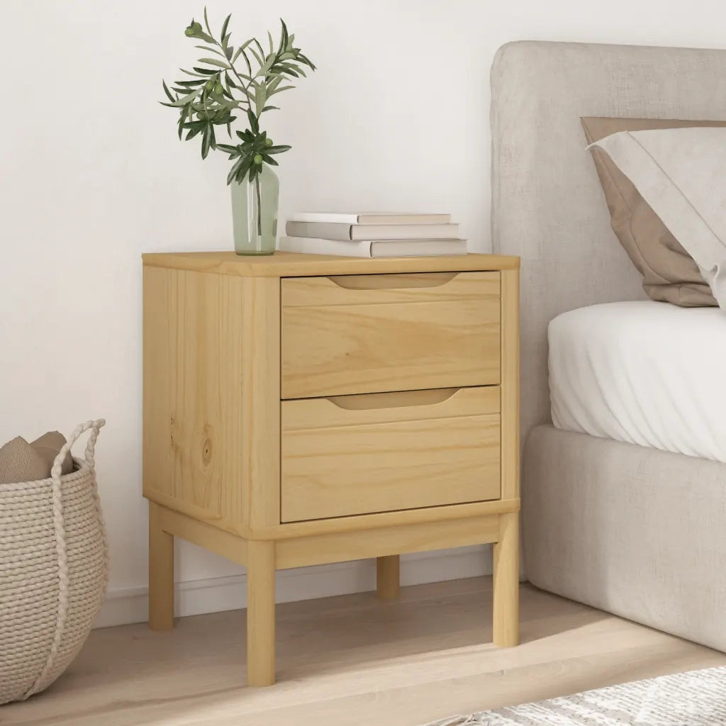 Comodino FLORO Marrone Cera 45x39x57 cm Legno di Pino 374002