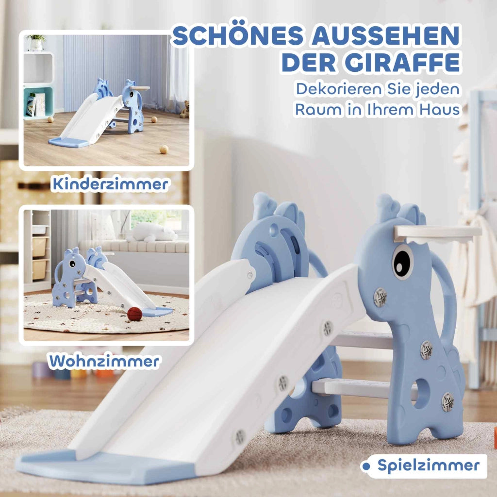 Letto a Soppalco con Scivolo e Canestro da Basket per Bambini ¨C Minimal ¨C Blu