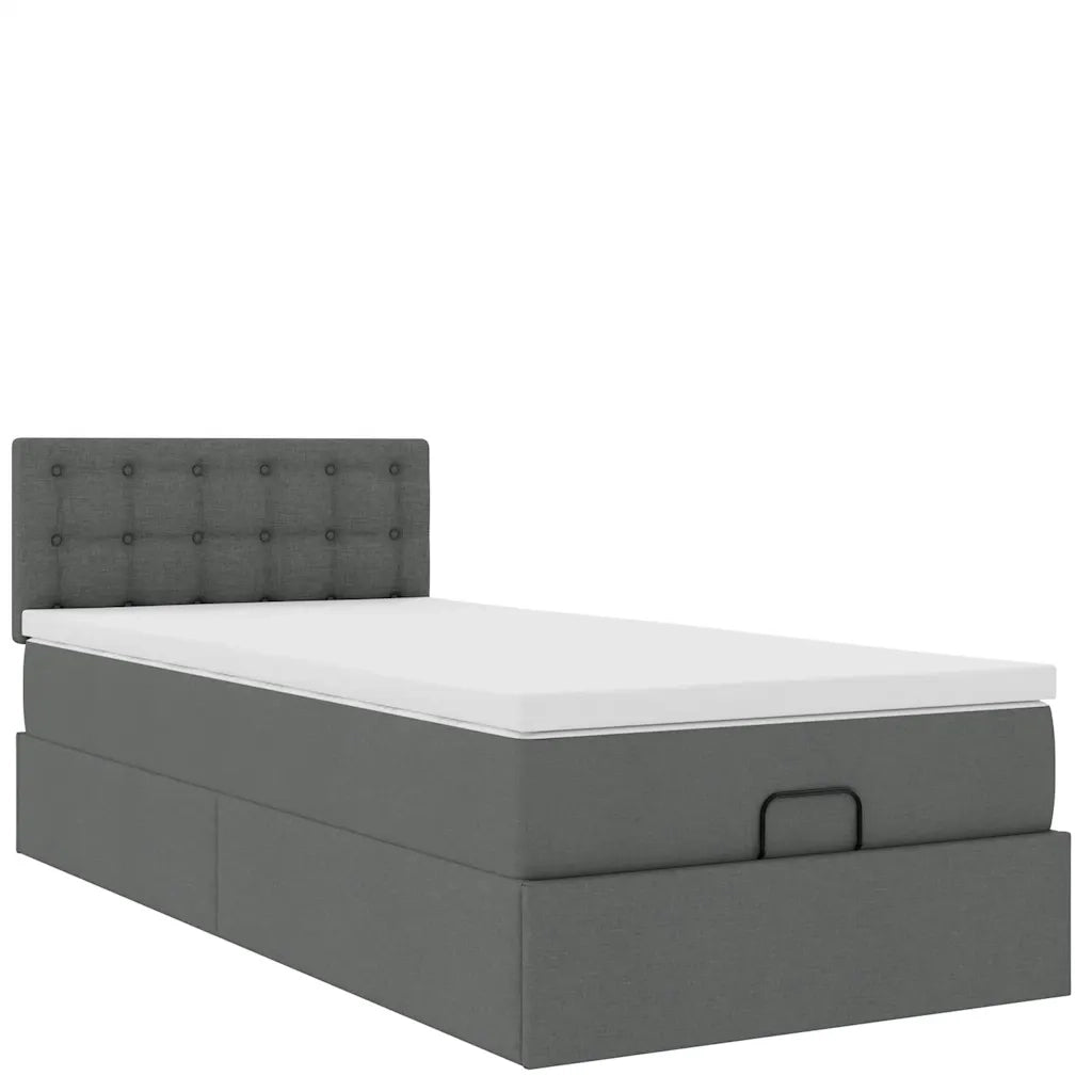 Pouf Letto con Materasso e LED Grigio Scuro 80x200cm in Tessuto 3312430