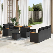 Set Divano da Giardino con cuscino 10 pcs Nero polyrattan