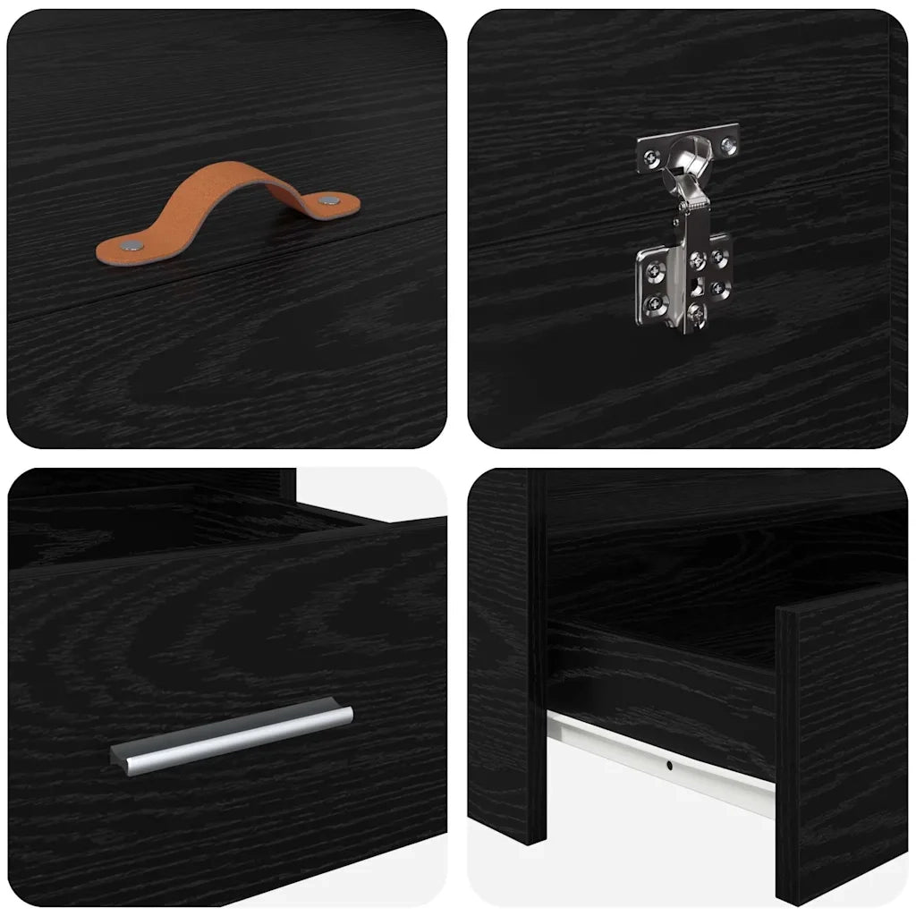 Struttura letto con contenitore Rovere Nero 140 x 200 cm 3335294