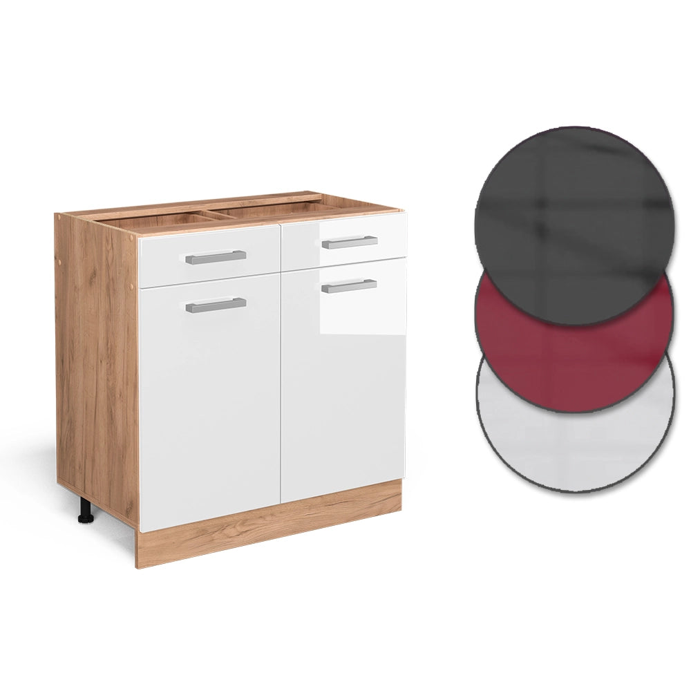 Vicco Mobiletto base per cucina Bianco lucido 80 cm PL Marmo