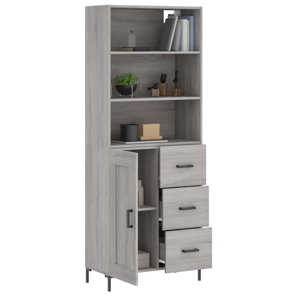 Credenza Grigio Sonoma 69,5x34x180 cm in Legno Multistrato 3190027