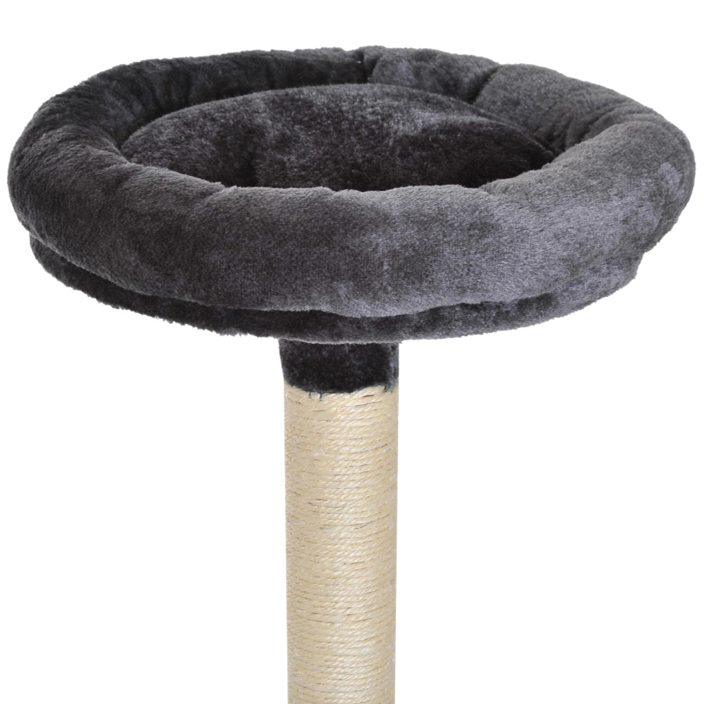 EasyComfort Albero Tiragraffi Giocattolo per Gatti a 4 Livelli con Amaca Cuccia Piattaforme in Peluche Sisal Naturale Altezza 132cm Grigio