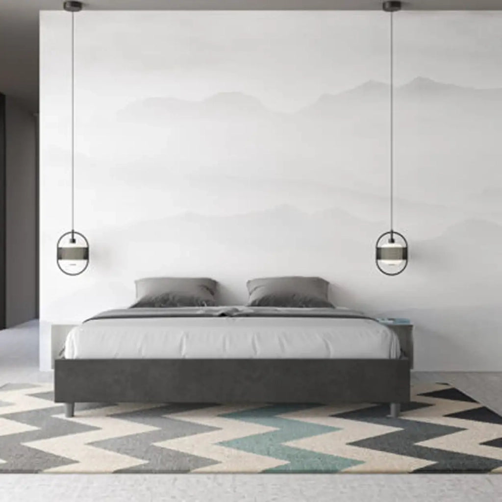 Letto contenitore imbottito 180x190 microfibra grigio Azelia