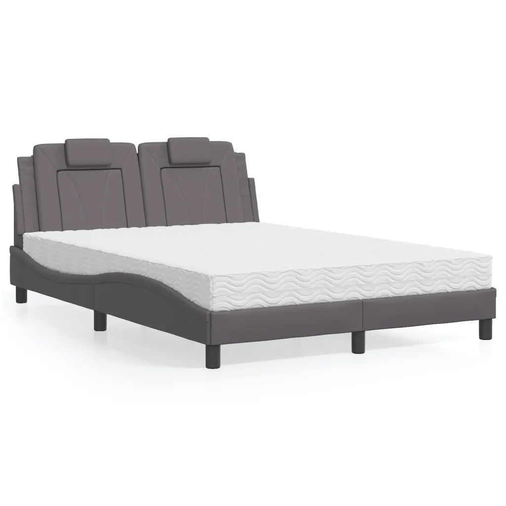 Letto matrimoniale | Letto per adulti | Letto Viana con Materasso Grigio 120x200 cm in Similpelle