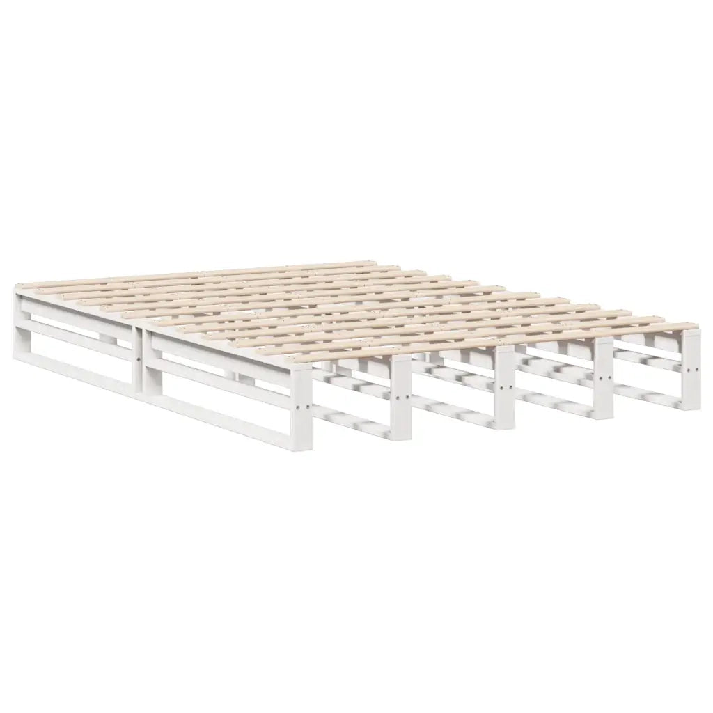 Letto Libreria senza Materasso Bianco 140x200 cm Legno Massello 3323876