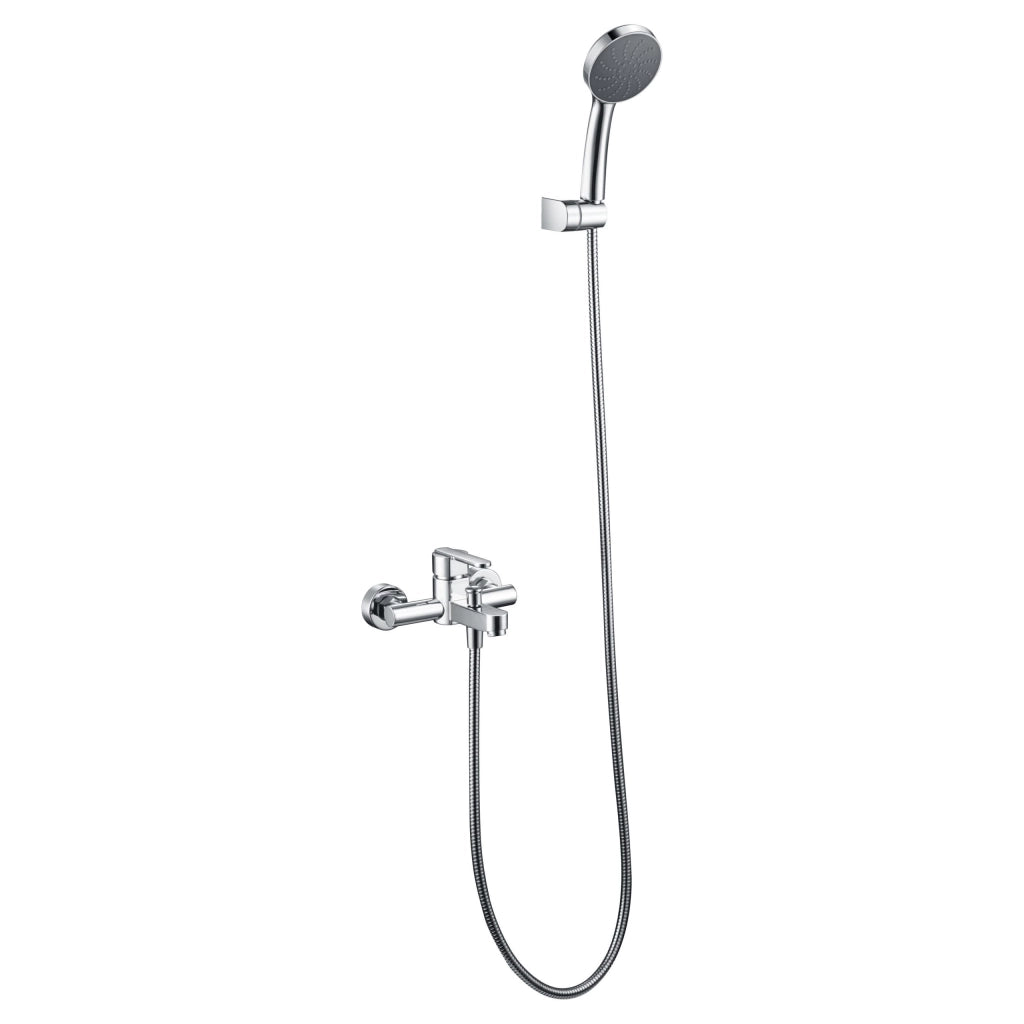 IMEX Miscelatore vasca-doccia cromato in ottone e zama con tubo flessibile metallo 180 cm supporto maniglia doccia ABS maniglia rotonda cartuccia ceramica Ø35 mm serie ROMA Imex-BDR001-4