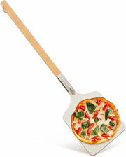 Pizzaspalatore Quadrato 35x30cm Alluminio - Manico in Legno Rimovibile - Sollevatore per Pizza - Spalatore per Pizze per Forno a Pizza