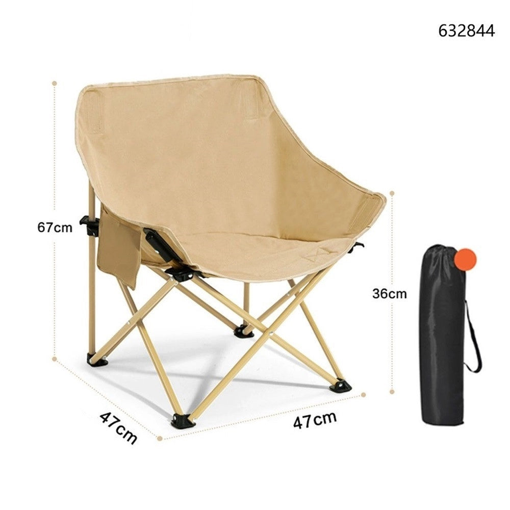Trade Shop - Sedia Da Campeggio Pieghevole Portatile Beige Con Tasca Laterale Borsa Trasporto 632844 -