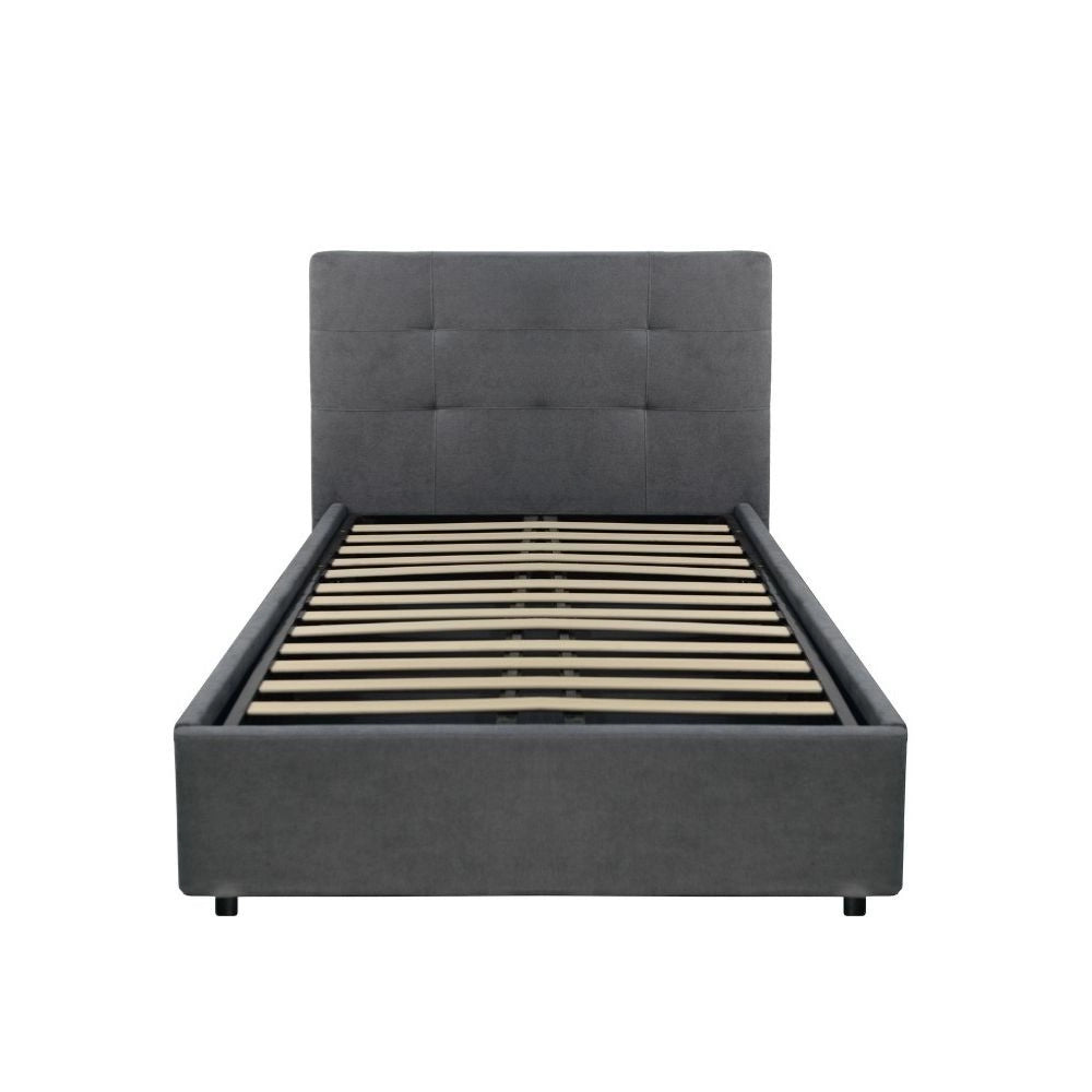 Letto singolo con contenitore Ascoli 102x210x124H tessuto colore ash grigio