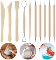 Kit di modellazione per ceramica e sculture - 10 pezzi - Accessori in legno per adulti e bambini - Strumenti per modellare - Idoneo per ceramica e sculture - Modello: - Accessori inclusi: 10 pezzi