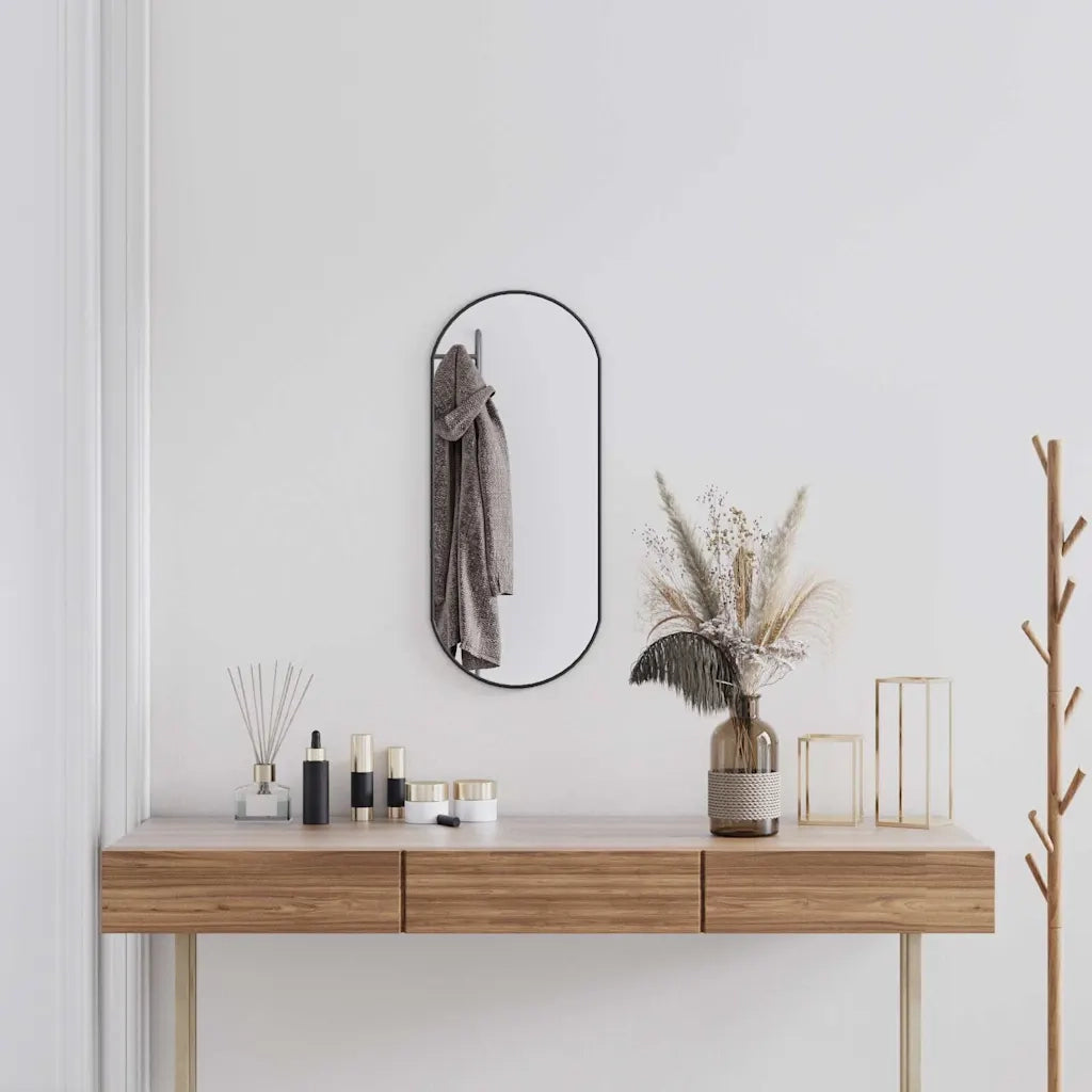 Specchio da Parete | Specchio decorativo Nero 70x30 cm Ovale