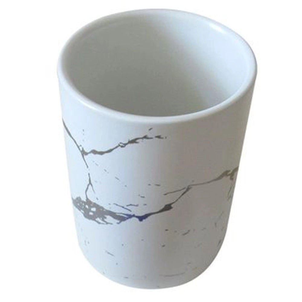 Trade Shop - Bicchiere Porta Spazzolini Accessori Effetto Marmo Moderno Arredo Da Bagno 59889 -