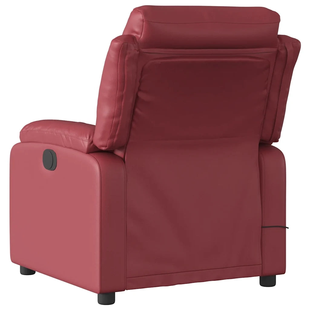 Poltrona Massaggiante Reclinabile Rosso vino in Similpelle 373497