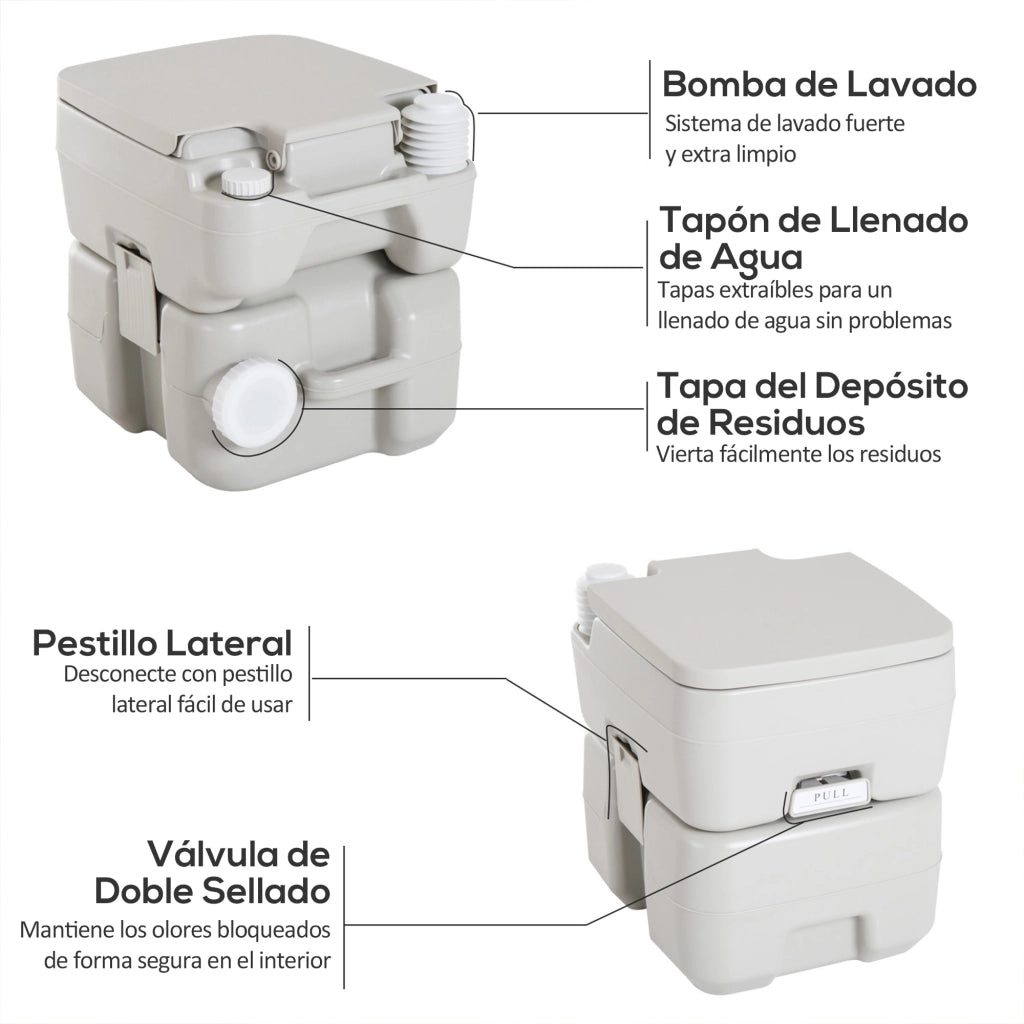 Bagno Chimico Portatile con Serbatoio 20L ¨C Minimal ¨C 41,5x36,5x42 cm