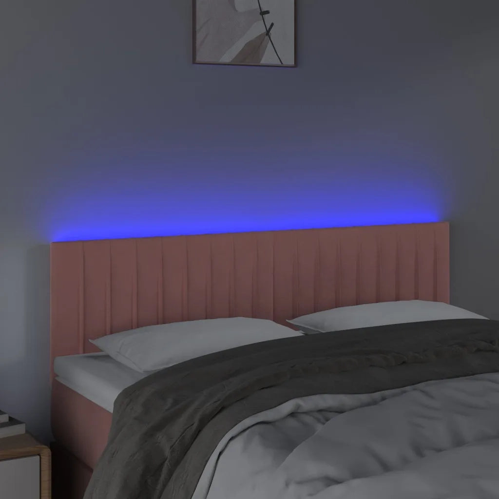 Testiera | Testata a LED Rosa 144x5x78/88 cm in Velluto