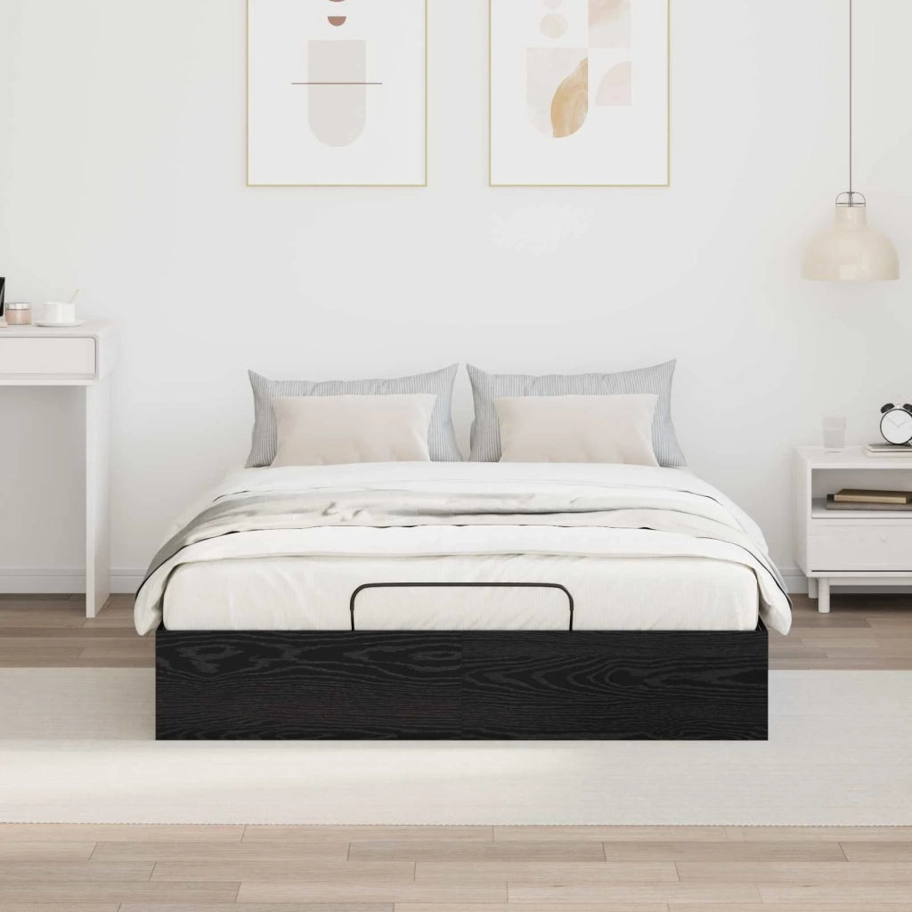 Letto ottomano con archiviazione Rovere Nero 203 x 150 x 25 cm 3409222